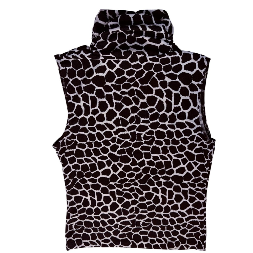 A. Byer Giraffe Print Sleeveless Top Women L Black White Made USA